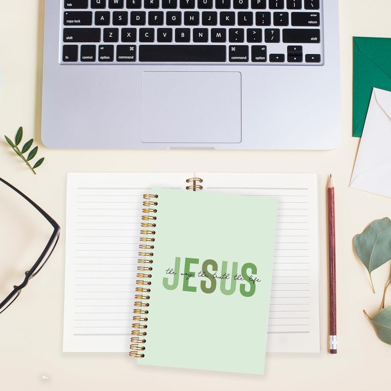 BearCake Boho Christian Notebook Journal, Christian Gifts for Women, Bible Notebooks for Note Taking, Bible Journaling Notebook, Jesus the Way the Truth the Life Hardcover Spiral Notebook 5.5x8.3 green - Image 3